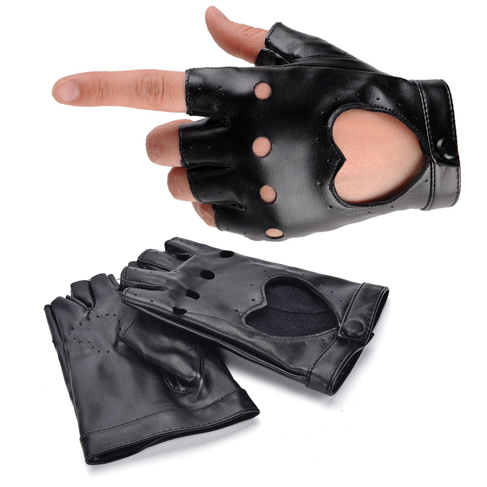 Leather Driving Glove - 【B】1Pair Women Punk Leather Driving Biker