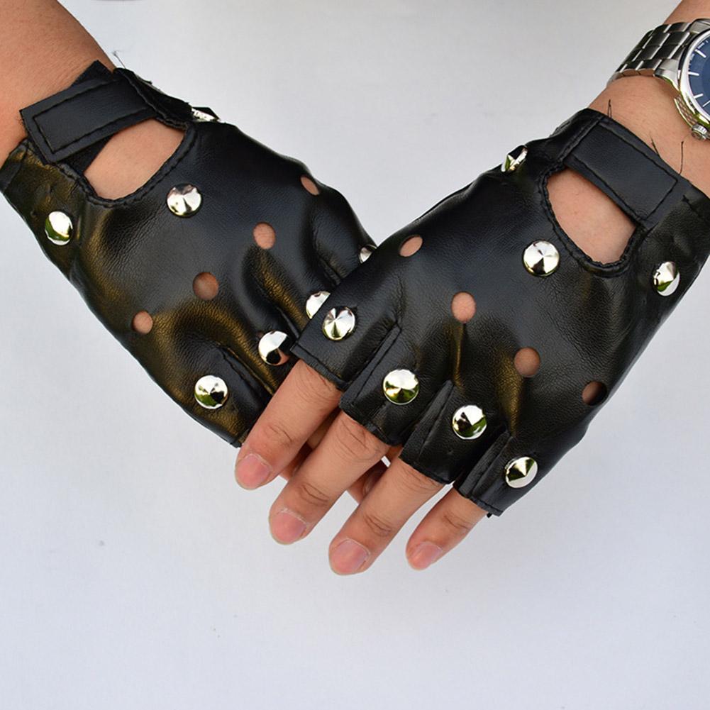 Leather Driving Glove - Men Unisex Artificial Leather Half-Finger Gloves
