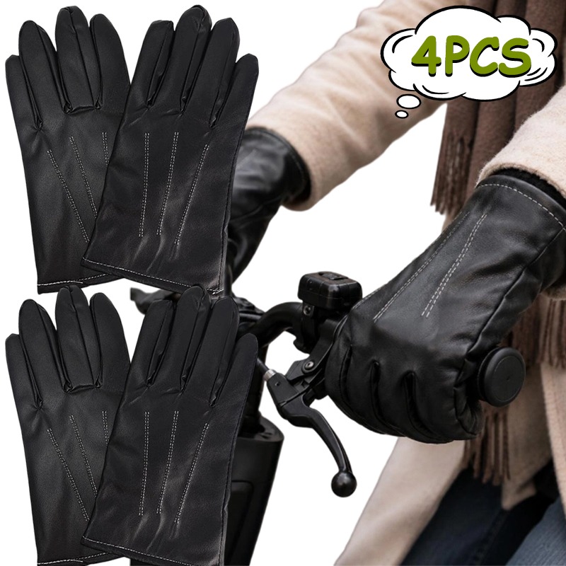 1/2Pairs Winter Faux Leather G - Leather Driving Glove 评论和价格
