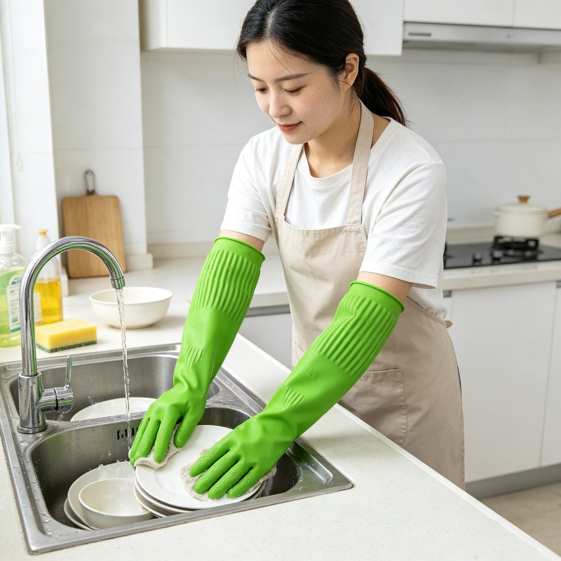 1Pair Lengthen Dishwashing Cle - Dish Glove Rubber 评论和价格